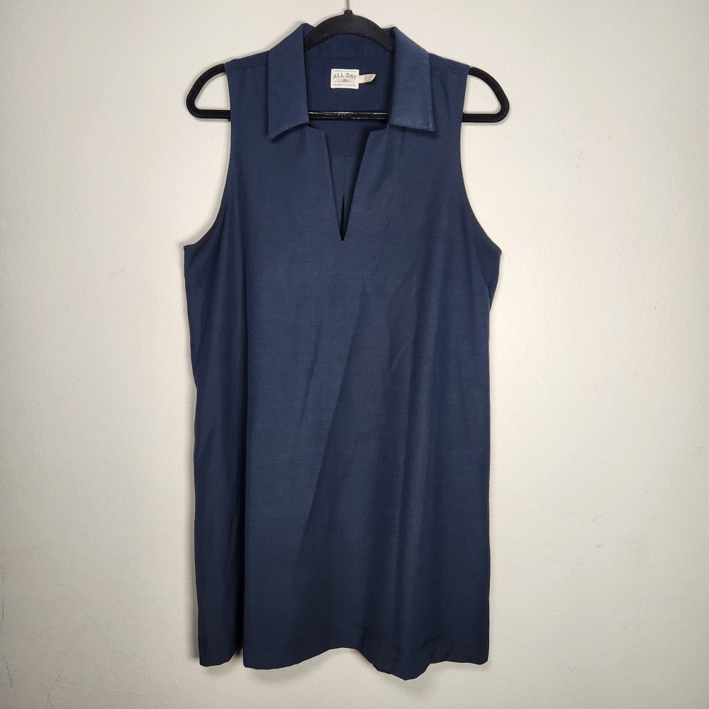 Faherty All Day Dress Womens Medium‎ Sleeveless Collared Pullover Pockets Casual